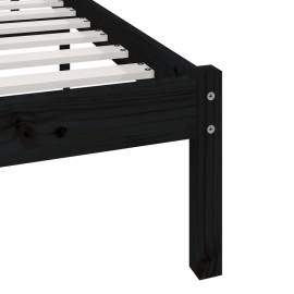 Cadru de pat dublu 4ft6, negru, 135x190 cm, lemn masiv pin, 8 image