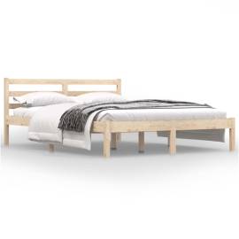 Cadru de pat mic dublu 4ft, 120x190 cm, lemn masiv de pin, 3 image
