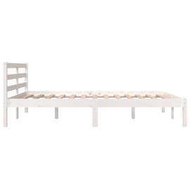 Cadru de pat mic dublu 4ft, alb, 120x190 cm, lemn masiv de pin, 5 image