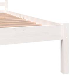 Cadru de pat single 3ft, alb, 90x190 cm, lemn masiv de pin, 6 image
