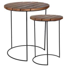 442180 home&styling 2 piece side table set teak brown