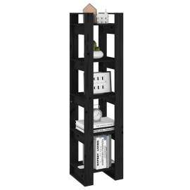 Bibliotecă/separator cameră negru 41x35x160 cm lemn masiv pin, 4 image