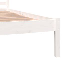 Cadru de pat king size 5ft, alb, 150x200 cm, lemn masiv de pin, 6 image