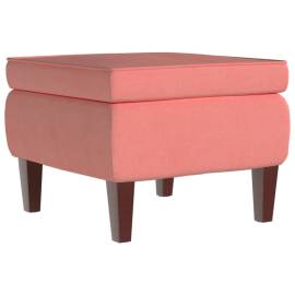 Scaun cu picioare din lemn, roz, catifea, 2 image