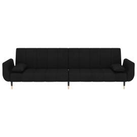 Canapea extensibilă cu 2 locuri, 2 perne, negru, catifea, 4 image