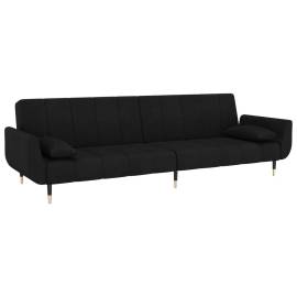 Canapea extensibilă cu 2 locuri, 2 perne, negru, catifea, 2 image
