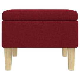 Scaun cu picioare din lemn, roșu vin, material textil, 3 image