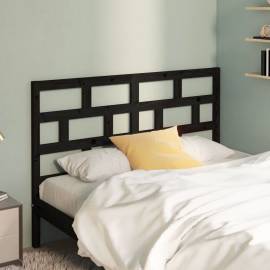 Tăblie de pat, negru, 156x4x100 cm, lemn masiv de pin, 3 image