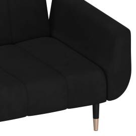 Canapea extensibilă cu 2 locuri, 2 perne, negru, catifea, 10 image