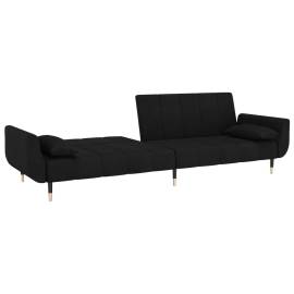 Canapea extensibilă cu 2 locuri, 2 perne, negru, catifea, 8 image