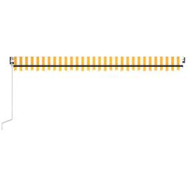 Copertină automată cu led&senzor vânt, galben/alb, 500x350 cm, 4 image