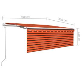 Copertină automată cu stor&senzor vânt&led portocaliu&maro 4x3m, 9 image