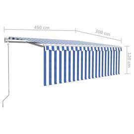 Copertină automată stor&led&senzor vânt albastru&alb 4,5x3 cm, 9 image