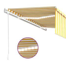 Copertină retractabilă automat stor&led&senzor galben&alb 5x3m, 4 image