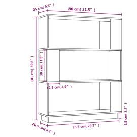 Bibliotecă/separator cameră, 80x25x101 cm, lemn masiv pin, 8 image