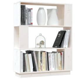 Bibliotecă/separator cameră, alb, 80x25x101 cm, lemn masiv pin, 4 image