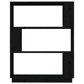 Bibliotecă/separator cameră, negru, 80x25x101 cm lemn masiv pin, 5 image