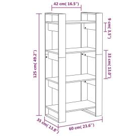 Bibliotecă/separator cameră,alb, 60x35x125 cm, lemn masiv pin, 8 image