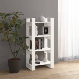 Bibliotecă/separator cameră,alb, 60x35x125 cm, lemn masiv pin, 4 image