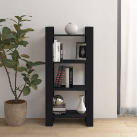 Bibliotecă/separator cameră,negru, 60x35x125 cm, lemn masiv pin