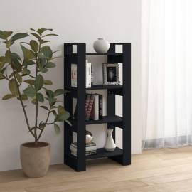 Bibliotecă/separator cameră,negru, 60x35x125 cm, lemn masiv pin, 4 image