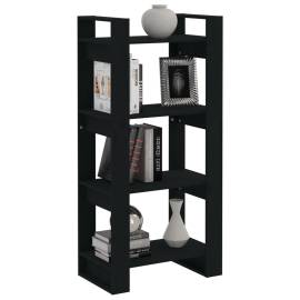 Bibliotecă/separator cameră,negru, 60x35x125 cm, lemn masiv pin, 3 image