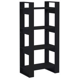 Bibliotecă/separator cameră,negru, 60x35x125 cm, lemn masiv pin, 2 image