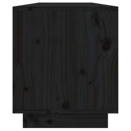 Comodă tv, negru, 110,5x34x40 cm, lemn masiv de pin, 8 image