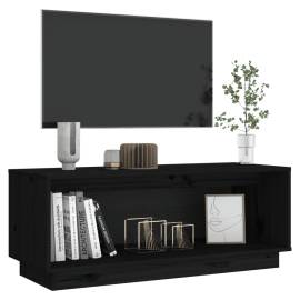 Comodă tv, negru, 90x35x35 cm, lemn masiv de pin, 6 image