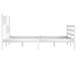 Cadru de pat, alb, 200x200 cm, lemn masiv, 5 image