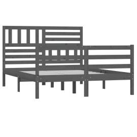 Cadru de pat, gri, 140x190 cm, lemn masiv, 4 image