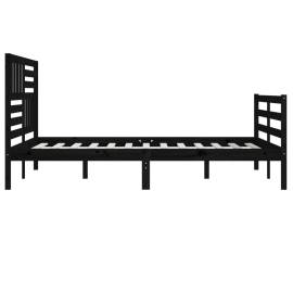 Cadru de pat, negru, 200x200 cm, lemn masiv, 5 image