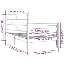 Cadru de pat single 3ft, 90x190 cm, lemn masiv, 8 image