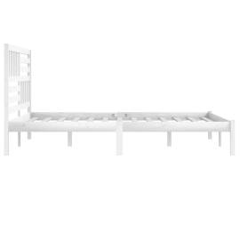 Cadru de pat super king 6ft, alb, 180x200 cm, lemn masiv de pin, 5 image