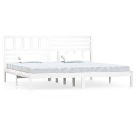 Cadru de pat super king 6ft, alb, 180x200 cm, lemn masiv de pin, 2 image