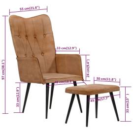 339653  scaun cu spătar și taburet, maro, pânză, 11 image