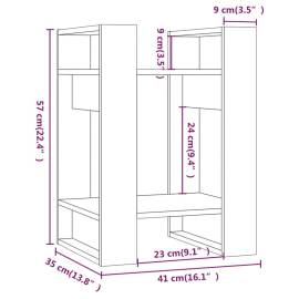 Bibliotecă/separator cameră, alb, 41x35x57 cm, lemn masiv pin, 8 image