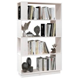 Bibliotecă/separator cameră, alb, 80x25x132 cm lemn masiv pin, 4 image