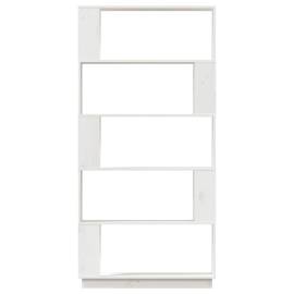 Bibliotecă/separator cameră, alb, 80x25x132 cm lemn masiv pin, 3 image