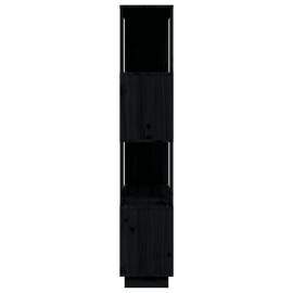 Bibliotecă/separator cameră, negru, 80x25x132 cm lemn masiv pin, 6 image
