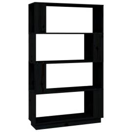 Bibliotecă/separator cameră, negru, 80x25x132 cm lemn masiv pin, 2 image