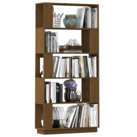 Bibliotecă/separator cameră maro miere, 80x25x163,5 cm lemn pin, 5 image