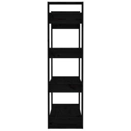Bibliotecă/separator cameră negru 80x35x125 cm lemn masiv pin, 6 image