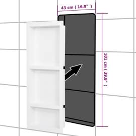 Nișă de duș, 3 compartimente, alb mat, 41x99x9 cm, 6 image