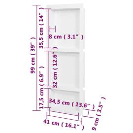 Nișă de duș, 3 compartimente, alb mat, 41x99x9 cm, 7 image