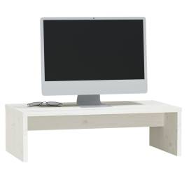Suport pentru monitor, alb, 50x27x15 cm, lemn masiv pin, 4 image