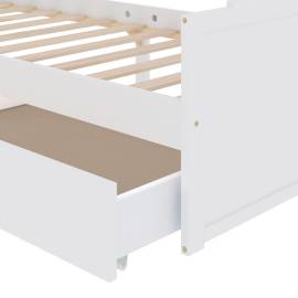 Cadru de pat cu 2 sertare, alb, 90 x 200 cm, lemn masiv de pin, 7 image