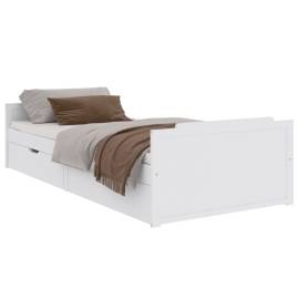 Cadru de pat cu 2 sertare, alb, 90 x 200 cm, lemn masiv de pin, 2 image