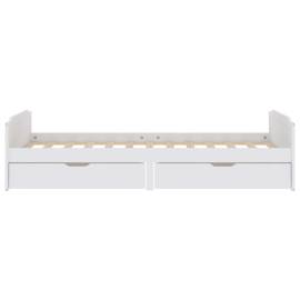 Cadru de pat cu 2 sertare, alb, 90 x 200 cm, lemn masiv de pin, 5 image