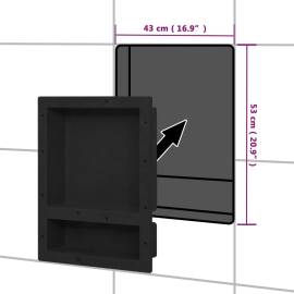 Nișă de duș, 2 compartimente, negru mat, 41x51x10 cm, 6 image
